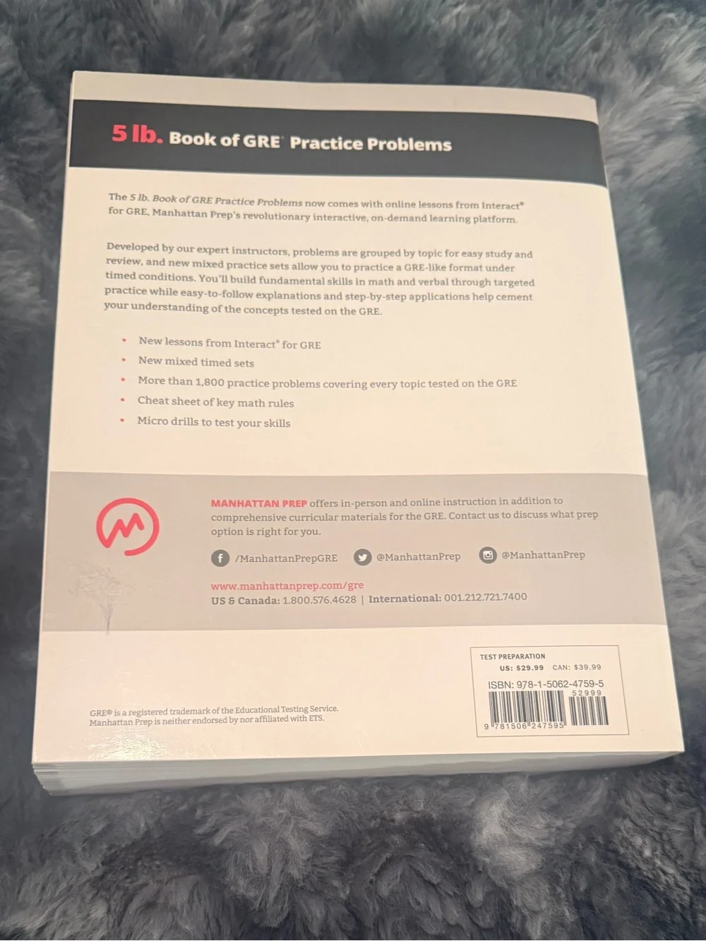 Manhattan Prep 5 lb Book of GRE Practice Problems 3rd Edition Test Prep